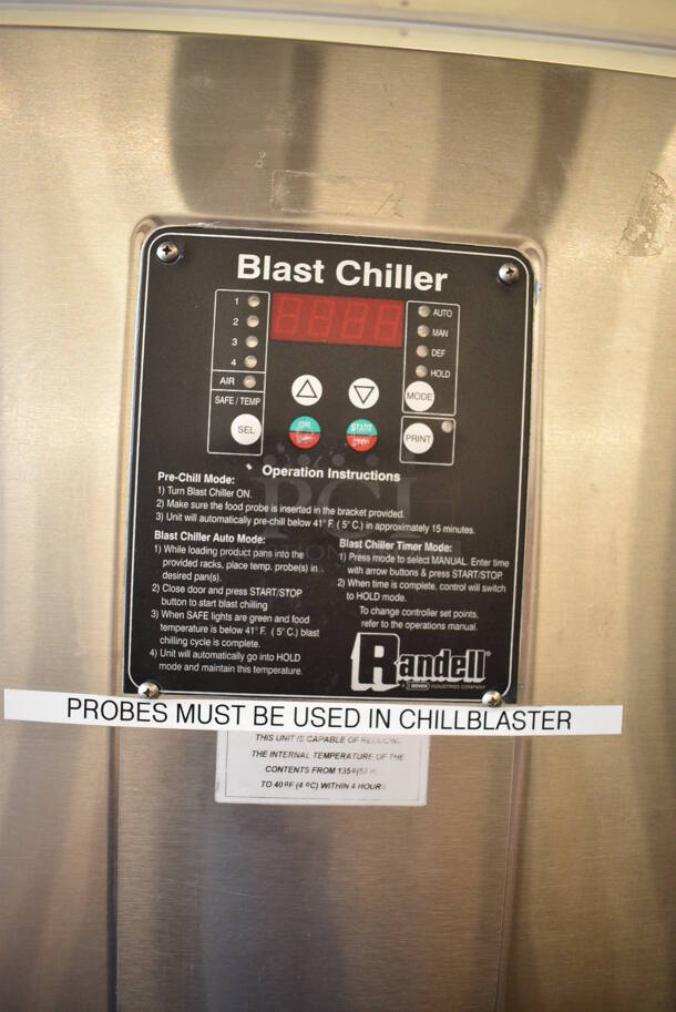 BEAUTIFUL! 2012 Randell Model BC-18 Stainless Steel Commercial Floor Style Blast Chiller w/ 4 Probes. 115/230 Volts, 1 Phase. 40x37x71.5 - Image 3 of 7