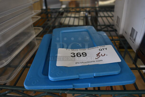 3 Various Blue Poly Drop In Bin Lids; 1/9 and 1/6. 3 Times Your Bid! - Image 1 of 2