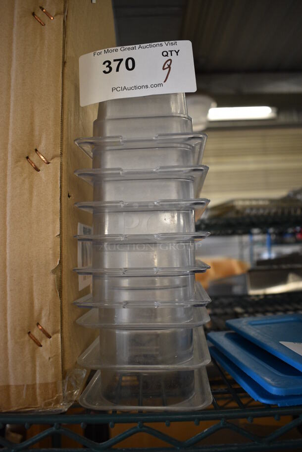 9 Clear Poly 1/9 Size Drop In Bins. 1/9x4. 9 Times Your Bid! - Image 1 of 2