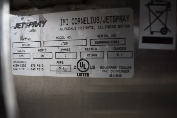 GREAT! Jetspray Model JT20 Stainless Steel Commercial Countertop 2 Hopper Refrigerated Beverage Machine. 120 Volts, 1 Phase. 16x18x27. Tested and Working! - Image 4 of 8