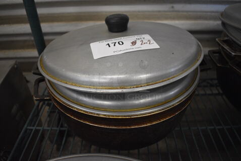 2 Metal Pots w/ 2 Lids. 14x12x4.5. 2 Times Your Bid!