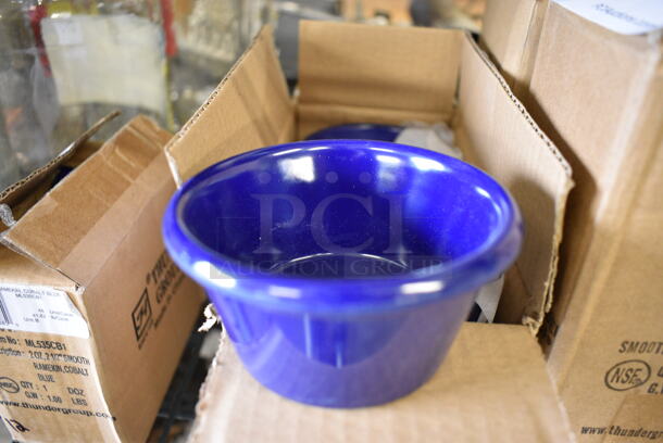 12 BRAND NEW IN BOX! Thunder Group Blue Poly Ramekin Bowls. 4x4x2. 12 Times Your Bid!