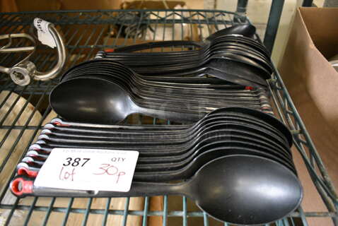 ALL ONE MONEY! Lot of 30 Black Poly Serving Spoons! 11.5"