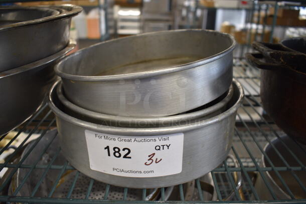 3 Various Round Metal Baking Pans. Includes 10.5x10.5x3. 3 Times Your Bid!