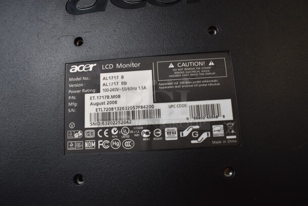 Acer Model AL1717B 17" Computer Monitor - Image 3 of 3