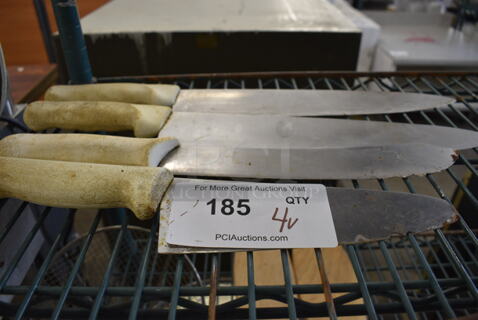 4 Various Stainless Steel Knives. Includes 17". 4 Times Your Bid!