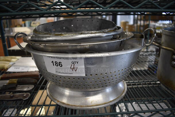 4 Various Metal Colanders. Includes 18x15x7. 4 Times Your Bid!