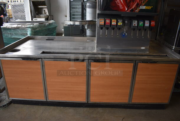NICE! Duke Model SUB-BD-96-LM Stainless Steel Commercial Soda Station w/ 4 Wood Pattern Doors. 96x38x36