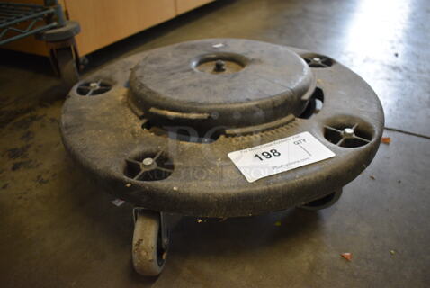 Black Poly Trash Can Dolly on Commercial Casters. 18x18x6