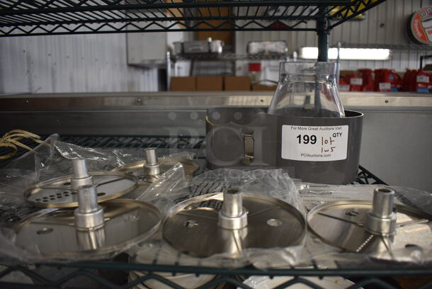 ALL ONE MONEY! Lot of 5 Various Stainless Steel Food Processor Blades and Gray Poly Piece. Includes 10x6.5x4 - Image 5 of 5