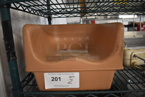 2 Tan Poly Booster Seats. 12x11x8. 2 Times Your Bid!