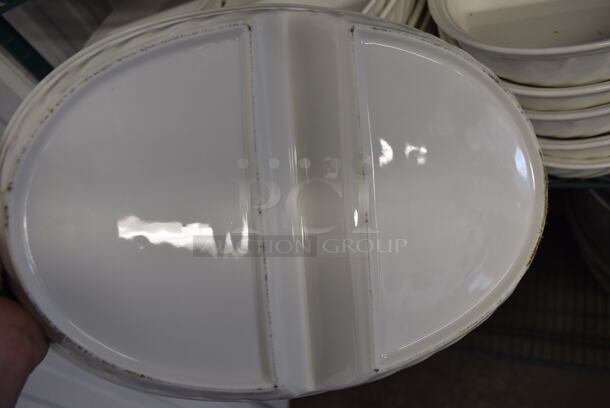 24 White Ceramic 2 Compartment Plates. 13x9x2. 24 Times Your Bid! - Image 3 of 4