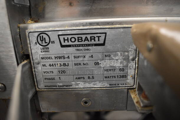 NICE! Hobart Model HWS-4 Stainless Steel Commercial Floor Style Wrapping Station w/ Hobart Model Quantum-P Scale and Label Dispenser. 120 Volts, 1 Phase. 54x38x55. Tested and Working! - Image 3 of 8
