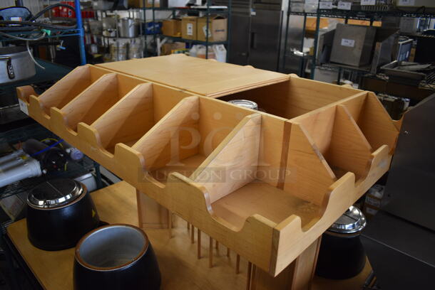 NICE! Wood Pattern Counter w/ 6 Metal Soup Kettle Food Warmers. 61x51x65. Tested and Working! - Image 3 of 9