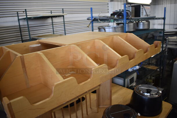 NICE! Wood Pattern Counter w/ 6 Metal Soup Kettle Food Warmers. 61x51x65. Tested and Working! - Image 9 of 9