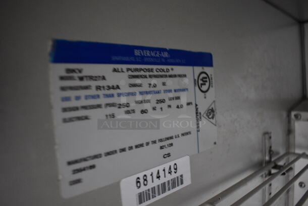 NICE! Beverage Air Model WTR27A Stainless Steel Commercial Single Door Undercounter Cooler. 115 Volts, 1 Phase. 27x30x36. Tested and Working! - Image 5 of 5