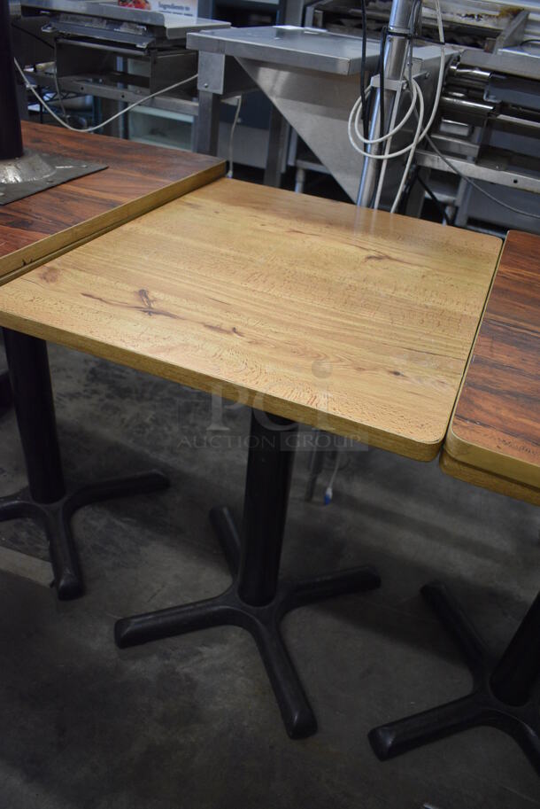 Wood Pattern Dining Table on Black Metal Table Base. Stock Picture - Cosmetic Condition May Vary. 20x24x30 - Image 3 of 5