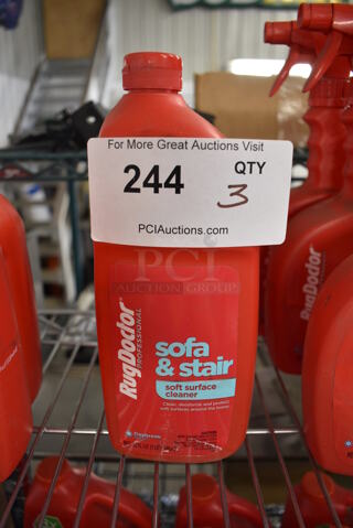3 RugDoctor Soft Surface Sofa and Stair Cleaner Bottles. 3.5x2.5x9. 3 Times Your Bid!