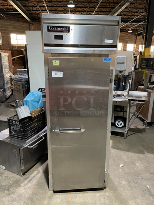 Continental Commercial Single Door Reach In Freezer! All Stainless Steel! Model DL1FE Serial 14549141! 115V 1Phase!