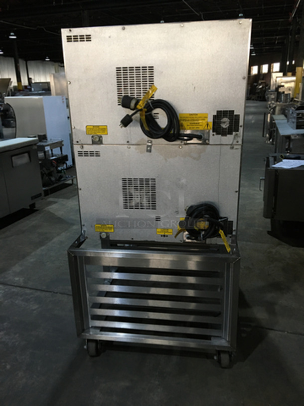 Belshaw Adamatic Commercial Electric Powered Dual Combi Oven! With View Through Doors! With Pan Racks Underneath! All Stainless Steel! Model FG189UZ84 Serial 2000003710FA032620! 2 X Your Bid! Makes One Unit! On Casters! - Image 4 of 11