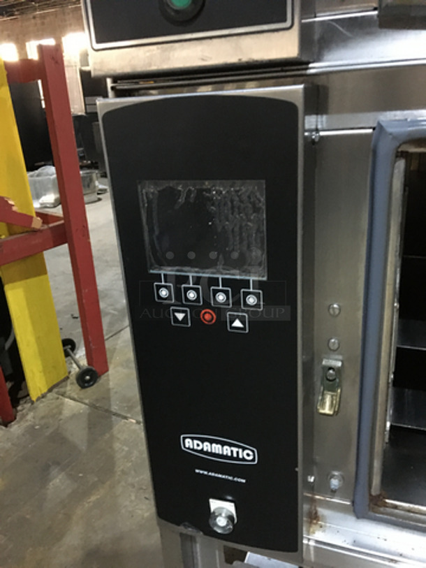 Belshaw Adamatic Commercial Electric Powered Dual Combi Oven! With View Through Doors! With Pan Racks Underneath! All Stainless Steel! Model FG189UZ84 Serial 2000003710FA032620! 2 X Your Bid! Makes One Unit! On Casters! - Image 7 of 11