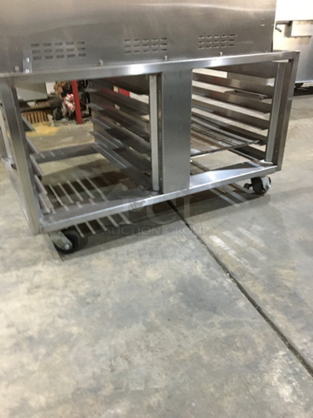 Belshaw Adamatic Commercial Electric Powered Dual Combi Oven! With View Through Doors! With Pan Racks Underneath! All Stainless Steel! Model FG189UZ84 Serial 2000003710FA032620! 2 X Your Bid! Makes One Unit! On Casters! - Image 9 of 11