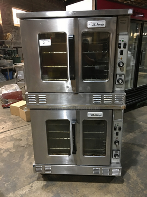 AMAZING! US Range Commercial Natural Gas Powered Double Deck Convection Oven! With View Through Doors! All Stainless Steel! Model SUMG100 Serial 1803100103017! On Casters! 2 X Your Bid! Makes One Unit!