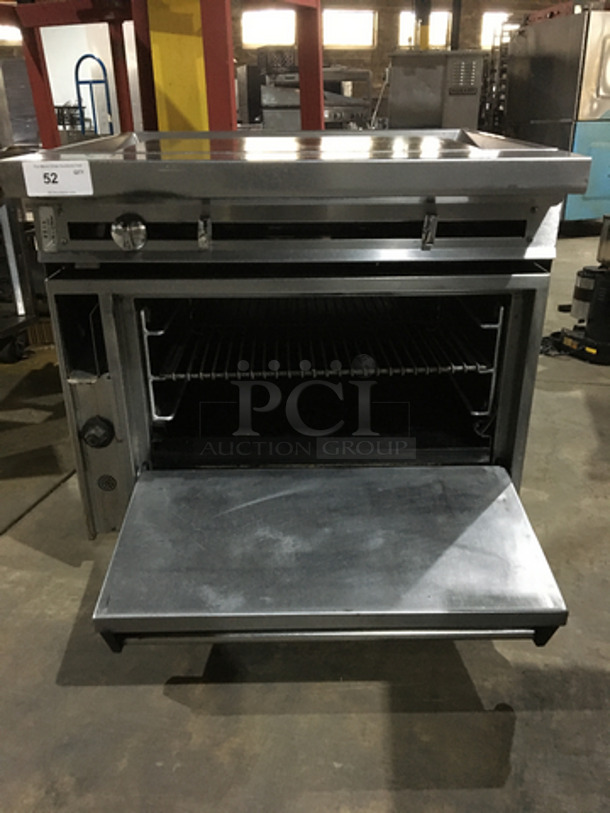 GREAT! Jade Range Commercial Natural Gas Powered Heavy Duty Plancha Flat Grill! With Full Size Oven Underneath! All Stainless Steel! On Legs!  - Image 7 of 9