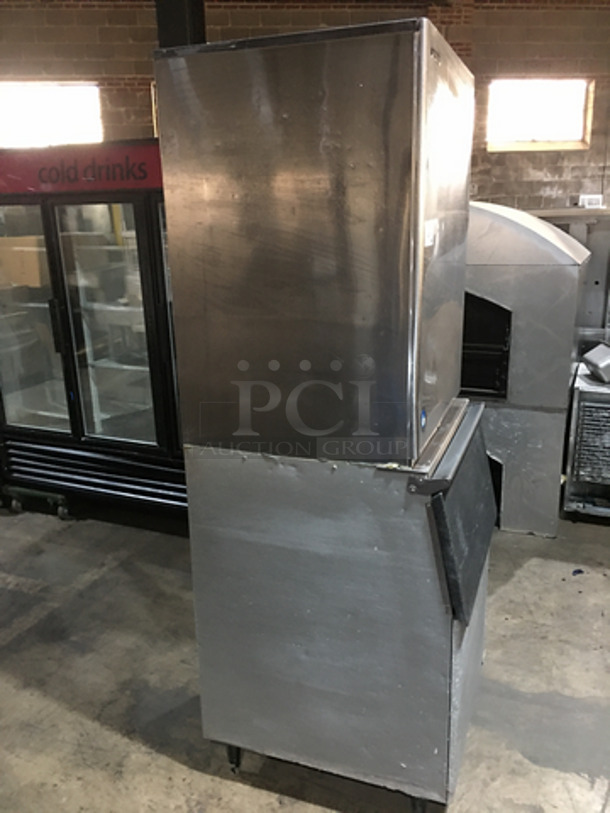 Hoshizaki Commercial Ice Making Machine! On Ice Bin! All Stainless Steel! On Legs! 2 X Your Bid! Makes One Unit!  - Image 4 of 8