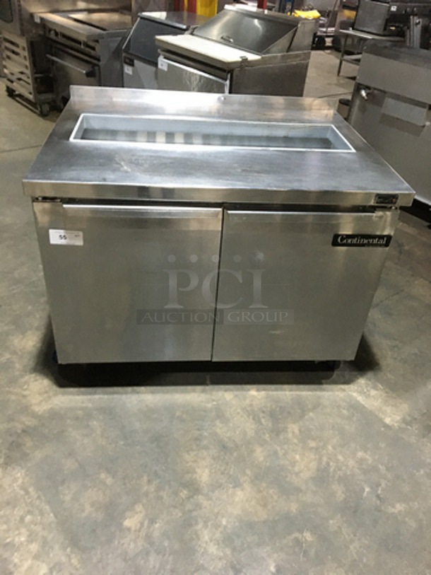 Continental Commercial Refrigerated Sandwich Prep Table! With 2 Door Underneath Storage Space! All Stainless Steel! On Commercial Casters! - Image 1 of 7