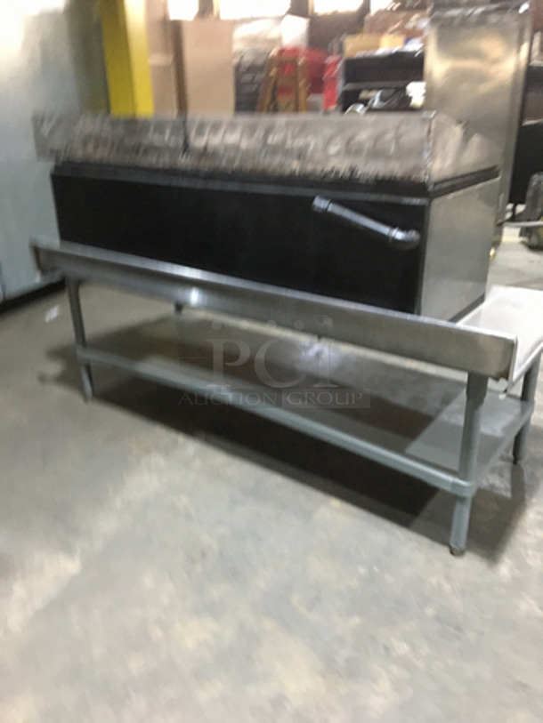 WOW! All Stainless Steel Natural Gas Powered Heavy Duty Flat Griddle! With Back & Side Splashes! With Dual Cheese Melter Underneath! On Equipment Stand! With Backsplash! With Underneath Storage Space! On Legs! - Image 4 of 10