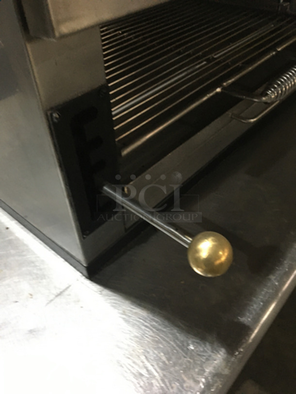 WOW! All Stainless Steel Natural Gas Powered Heavy Duty Flat Griddle! With Back & Side Splashes! With Dual Cheese Melter Underneath! On Equipment Stand! With Backsplash! With Underneath Storage Space! On Legs! - Image 9 of 10