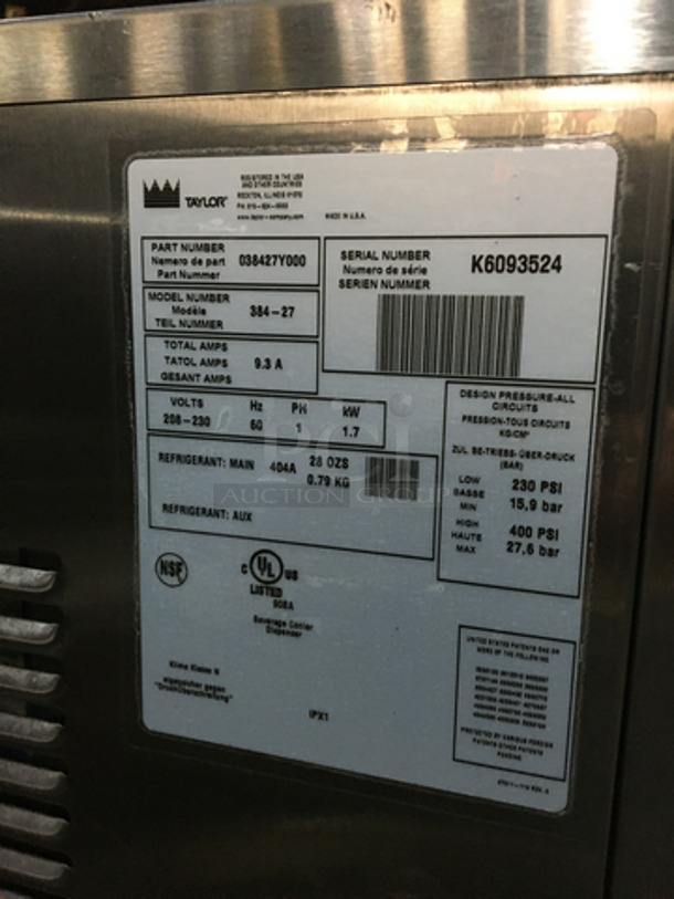 AWESOME! LATE MODEL Taylor Commercial Countertop Frozen Beverage Machine! All Stainless Steel! Model 38427 Serial K6093524! 208/230V 1Phase! - Image 7 of 8