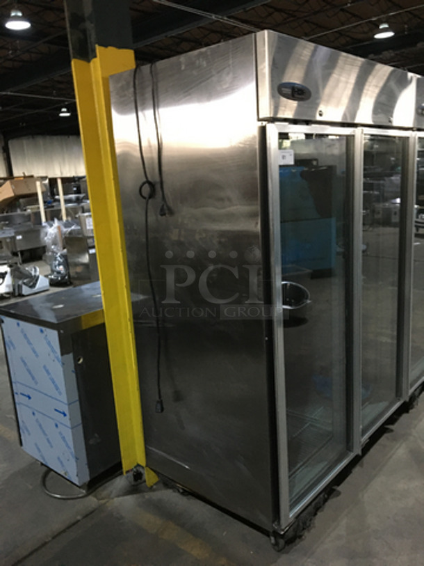 Hoshizaki Commercial 3 Door Reach In Cooler Merchandiser! With Poly Coated Racks! All Stainless Steel Body! Model CR3BFGYCL Serial E70037H! 115V 1Phase! - Image 2 of 10