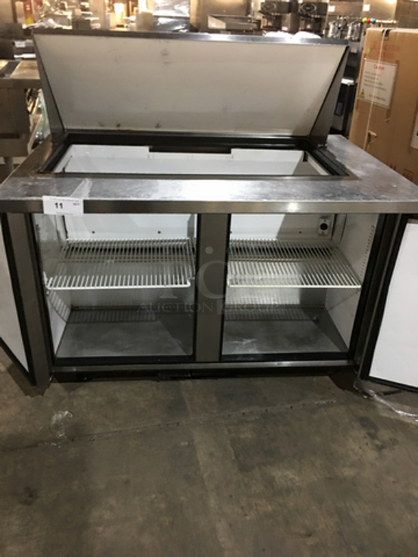 True Commercial Refrigerated Sandwich/Salad Prep Table! With 2 Doors Underneath Storage Space! With Poly Coated Racks! All Stainless Steel! Model TSSU4818MB Serial 5272463! 115V 1Phase! On Commercial Casters! - Image 5 of 10