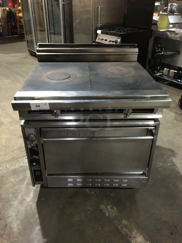Jade Range Commercial Natural Gas Powered French Top/Hot Plate Stove! With Full Size Oven Underneath! All Stainless Steel! On Casters! - Image 1 of 9