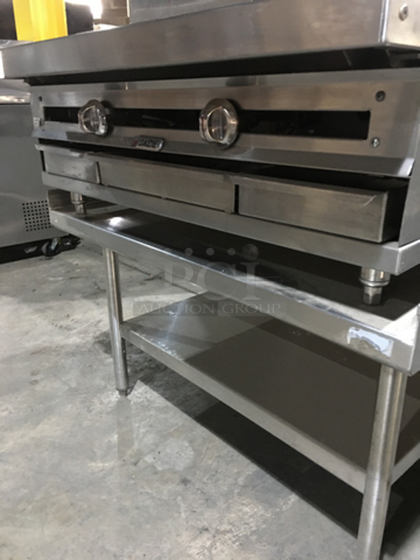 WOW! LATE MODEL 2015! Jade Range Natural Gas Powered Heavy Duty Plancha Flat Grill! On Stainless Steel Equipment Stand! With Underneath Storage Space! On Legs! - Image 7 of 8