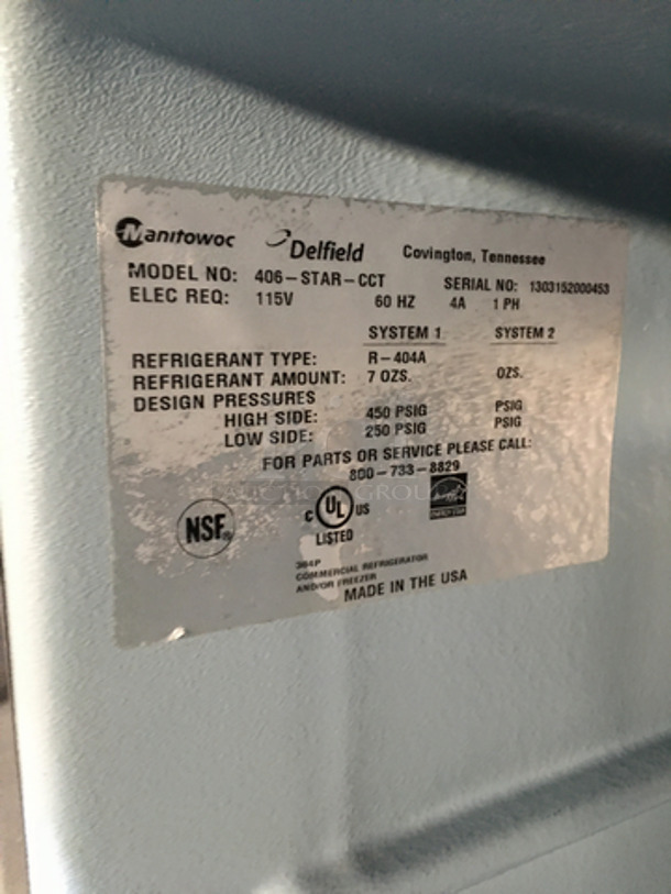 FAB! Delfield Commercial Single Door Refrigerated Lowboy! All Stainless Steel! Model 406STARCCT Serial 1303152000453! 115V 1Phase! On Commercial Casters! - Image 7 of 8