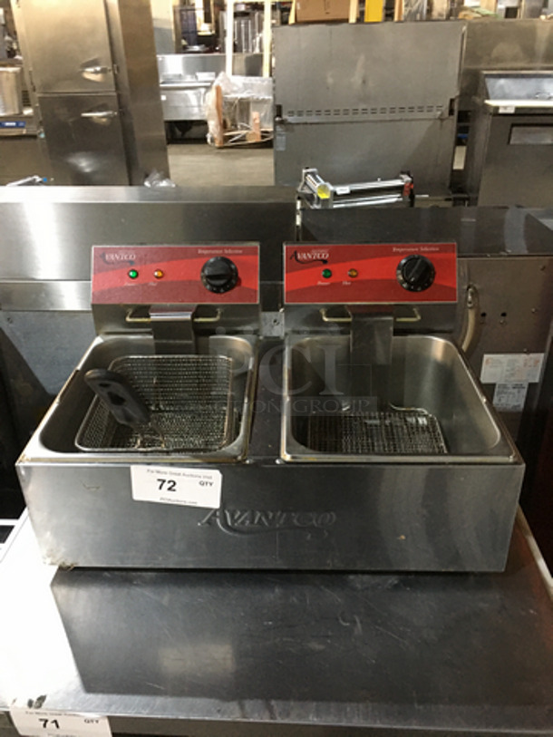 Avantco Commercial Countertop Double Bay Deep Fat Fryer! All Stainless Steel! Model 177F102! 120V!
