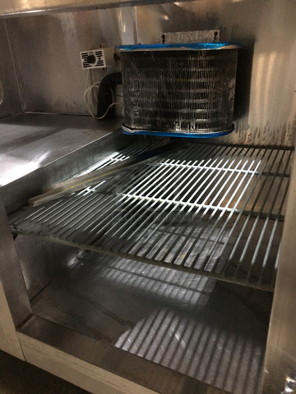 Leader Commercial Refrigerated Sandwich/Salad Prep Table! With Wooden Cutting Board! With 2 Door Storage Space Underneath! All Stainless Steel! Model LM48! 115V 1Phase! On Legs! - Image 6 of 10