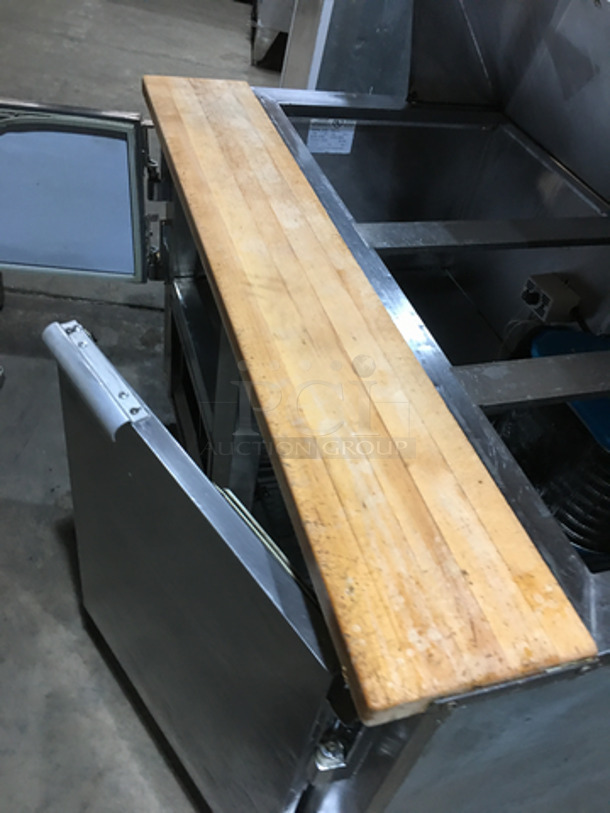 Leader Commercial Refrigerated Sandwich/Salad Prep Table! With Wooden Cutting Board! With 2 Door Storage Space Underneath! All Stainless Steel! Model LM48! 115V 1Phase! On Legs! - Image 8 of 10