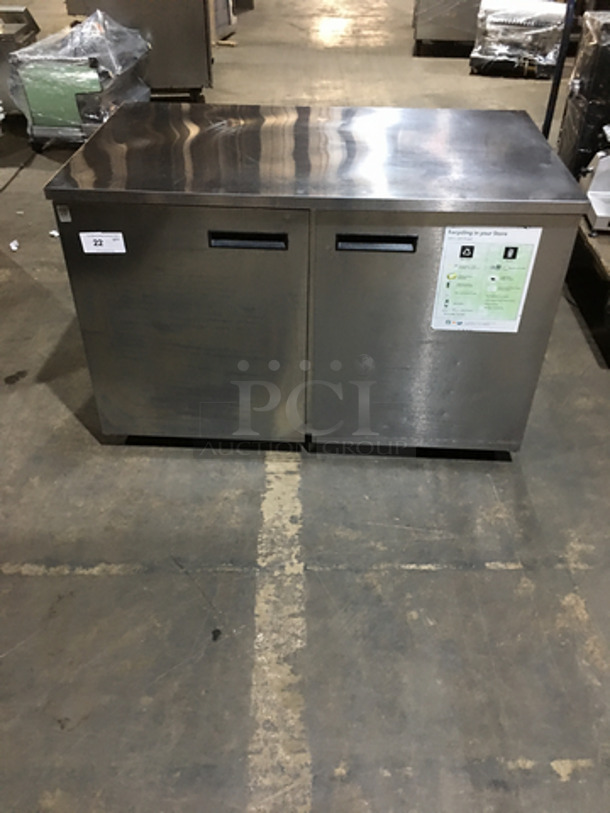 Delfield Commercial 2 Door Lowboy/Worktop Cooler! With Poly Coated Racks! All Stainless Steel! Model UC4048STAR Serial 1401152000870! 115V 1Phase!