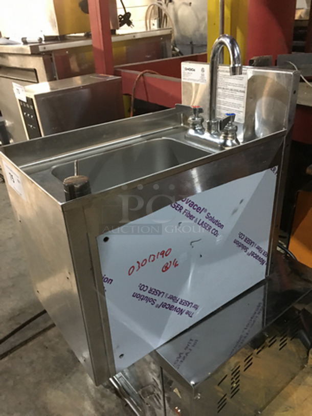 Choice Commercial Under The Bar Hand Sink! With Faucet! All Stainless Steel! Model CHSA12D Serial 391510!  - Image 2 of 8