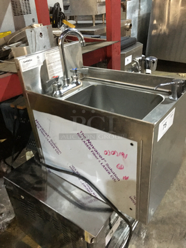 Choice Commercial Under The Bar Hand Sink! With Faucet! All Stainless Steel! Model CHSA12D Serial 391510!  - Image 3 of 8
