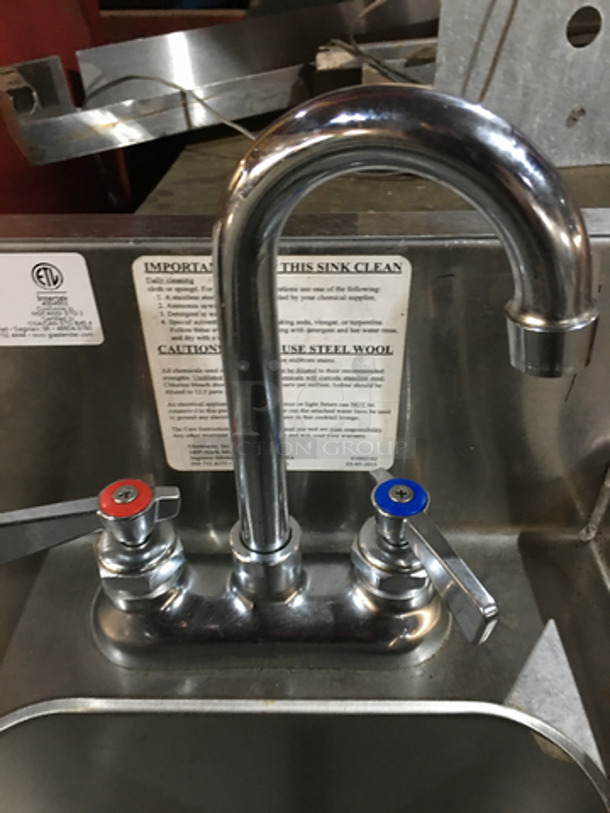 Choice Commercial Under The Bar Hand Sink! With Faucet! All Stainless Steel! Model CHSA12D Serial 391510!  - Image 5 of 8