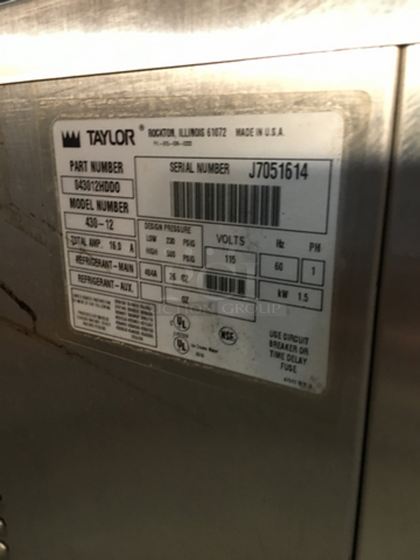 Taylor Commercial Counter Top Margarita/Slush/Coolatta Machine! With Milk Shake Blender Attachment! All Stainless Steel Body! Model 43012 Serial J7051614! - Image 8 of 9