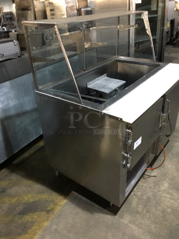GZG Commercial Refrigerated Sandwich Prep Table! With Sneeze Guard! With Commercial Cutting Board! With 2 Door Underneath Storage Space! All Stainless Steel! Model SC48BM! 115V! On Legs! - Image 2 of 10