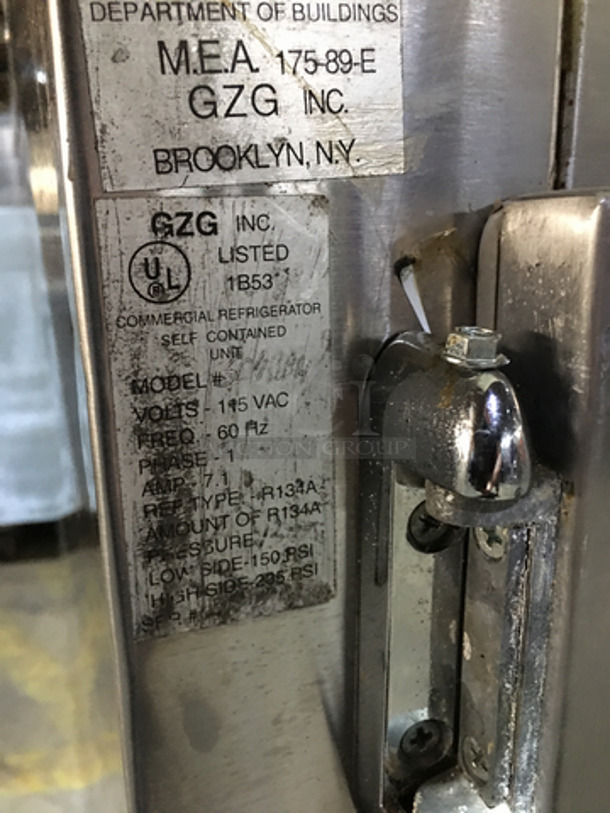 GZG Commercial Refrigerated Sandwich Prep Table! With Sneeze Guard! With Commercial Cutting Board! With 2 Door Underneath Storage Space! All Stainless Steel! Model SC48BM! 115V! On Legs! - Image 8 of 10