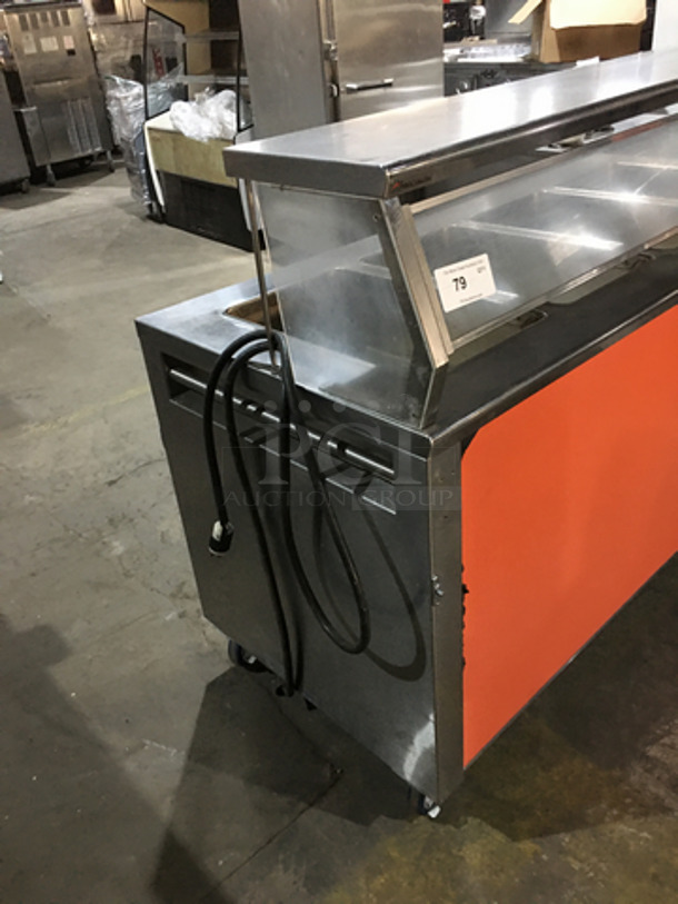 Precision Commercial 4 Well Steam Table! With Underneath Storage Space! With Sneeze Guard! All Stainless Steel Body! Model SST2004UDNYC Serial 679990891! 120V 1Phase! On Commercial Casters!
 - Image 2 of 9
