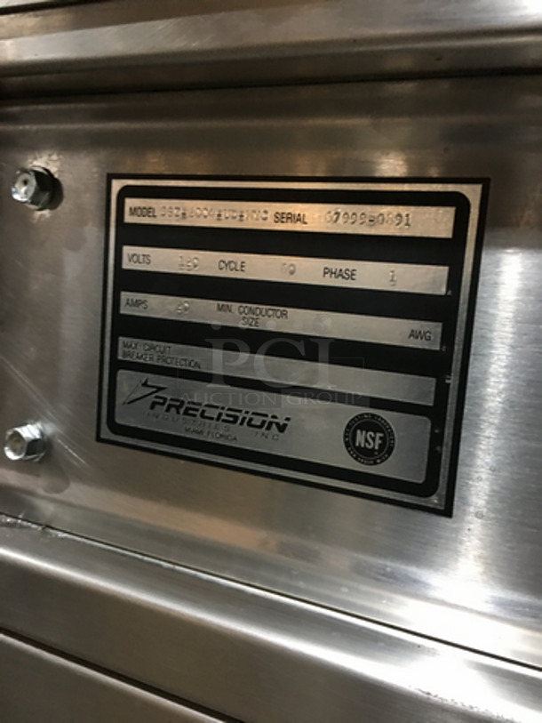 Precision Commercial 4 Well Steam Table! With Underneath Storage Space! With Sneeze Guard! All Stainless Steel Body! Model SST2004UDNYC Serial 679990891! 120V 1Phase! On Commercial Casters!
 - Image 8 of 9